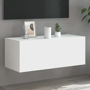 TV-Wandschrank mit LED-Leuchten Weiß 80x35x31 cm Sonderaktion