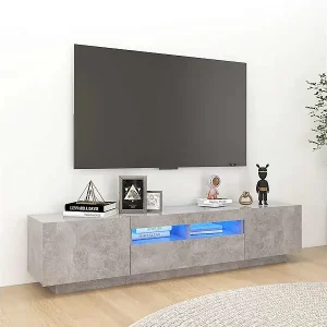 Gratis Versand TV-Schrank mit LED-Leuchten Betongrau 180x35x40 cm