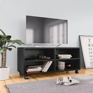 Rabatt TV-Schrank mit Rollen Schwarz 90x35x35 cm Holzwerkstoff