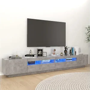 TV-Schrank mit LED-Leuchten Betongrau 260x35x40 cm Bestpreis