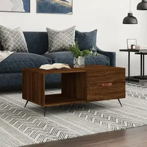 Günstig Couchtisch Braun Eichen-Optik 90x50x40 cm Holzwerkstoff