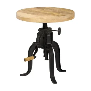 Beistelltisch 45 x (45-62) cm Massivholz Mango und Gusseisen Günstig