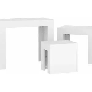 Zertifiziert Satztische 3-tlg. Weiß Holzwerkstoff