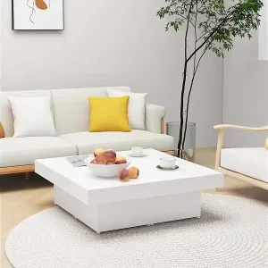 Preiswert Couchtisch Weiß 90x90x28 cm Holzwerkstoff