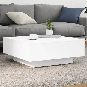Schneller Versand Couchtisch mit LED-Leuchten Weiß 80x80x31 cm
