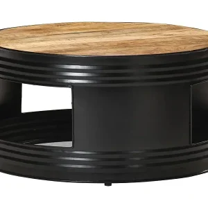 Couchtisch Schwarz 68x68x36 cm Raues Mango-Massivholz Mega-Angebot