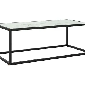 Couchtisch Schwarz mit Weißem Glas in Marmor-Optik 100x50x35 cm Jetzt Bestellen