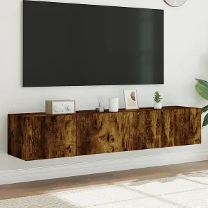 2er TV-Schränke,TV-Wandschränke mit LED-Leuchten Räuchereiche 80x35x31cm -gkd373353 Sofort Bestellen
