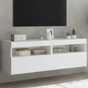 2er TV-Schränke,TV-Wandschränke mit LED-Leuchten Weiß 60x30x40 cm -gkd160909 Top-Preis