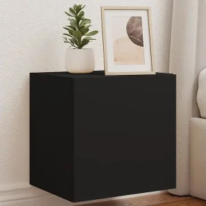 2er TV-Schränke,TV-Wandschränke mit LED-Leuchten Schwarz 40,5x35x40 cm -gkd41286 Günstig